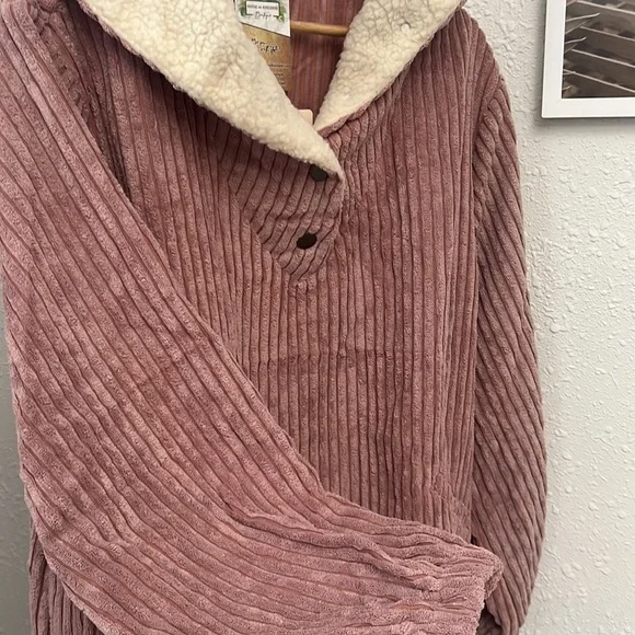Pink Corduroy With Sherpa Lining Sweatshirt - Picture 4 of 6